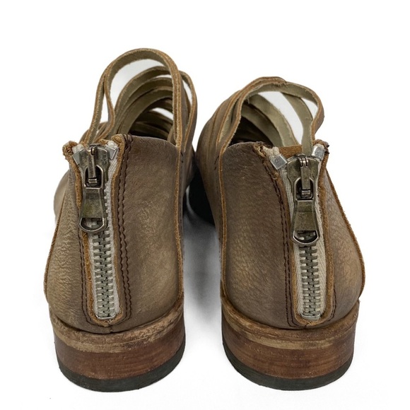 Free People Lost Valley Leather Distressed Ankle Booties, Taupe - Size 37 - Picture 9 of 12